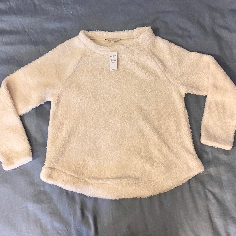 NWT Fuzzy Cream Sweater LOFT Medium